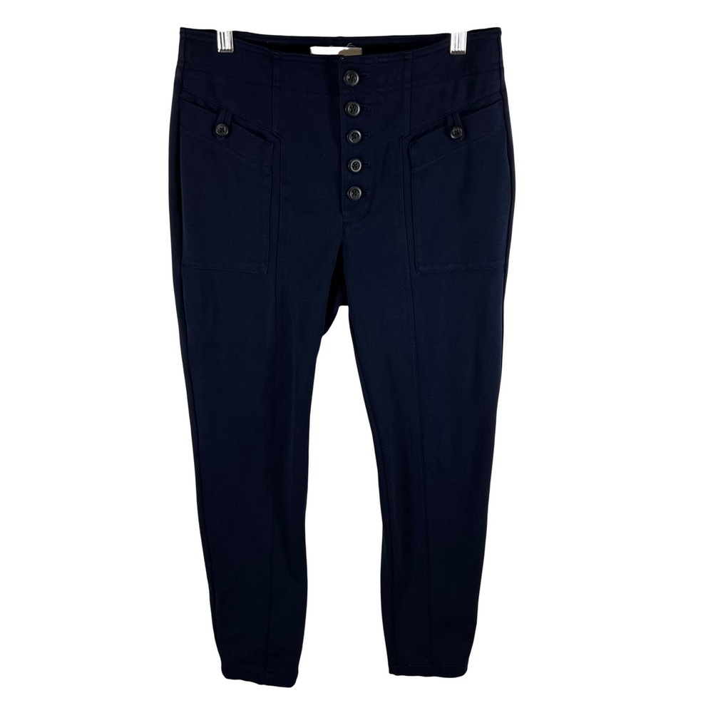 Anthropologie Navy Blue High Rise Button Fly Utility Slim Pants‎ Womens Size 4